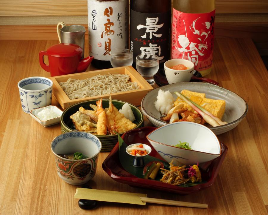 (前日まで予約制)料理五品とお好み蕎麦(所要時間90~120分)